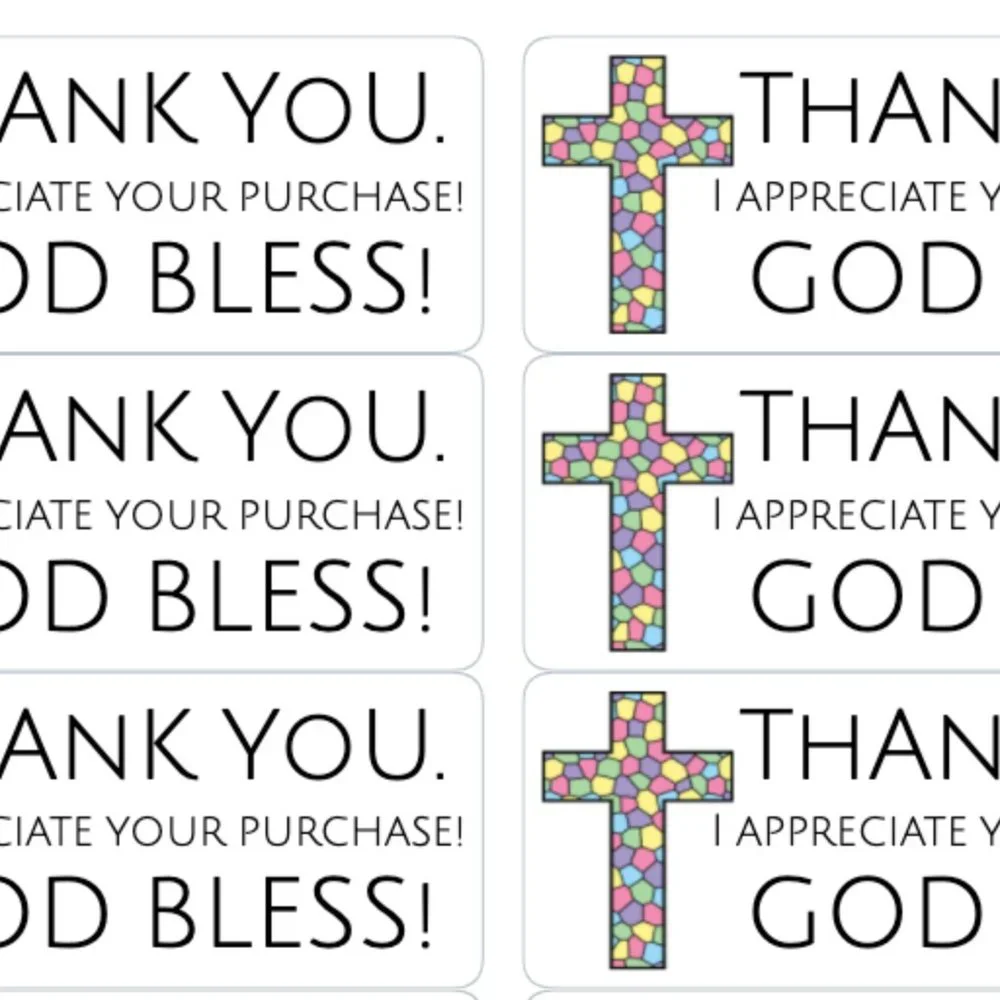 90 Thank You Stickers God Bless Labels